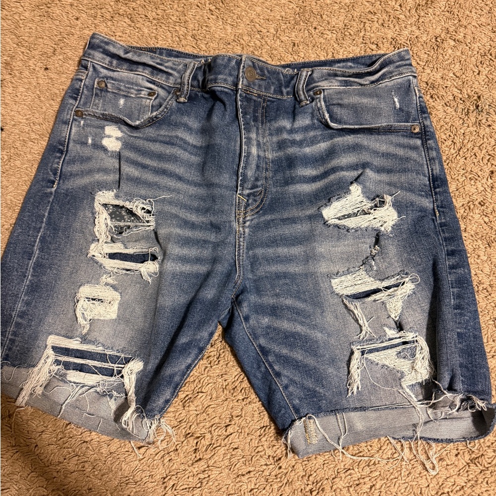 American Eagle Outfitters Ripped Blue Jean Shorts